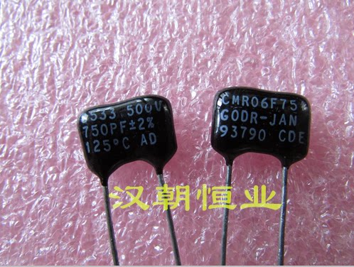 U.S. Silver Mica capacitor CMR06F751 GODR CDE 500V750PF 2% 125 degrees C ultra-high temperature military regulations