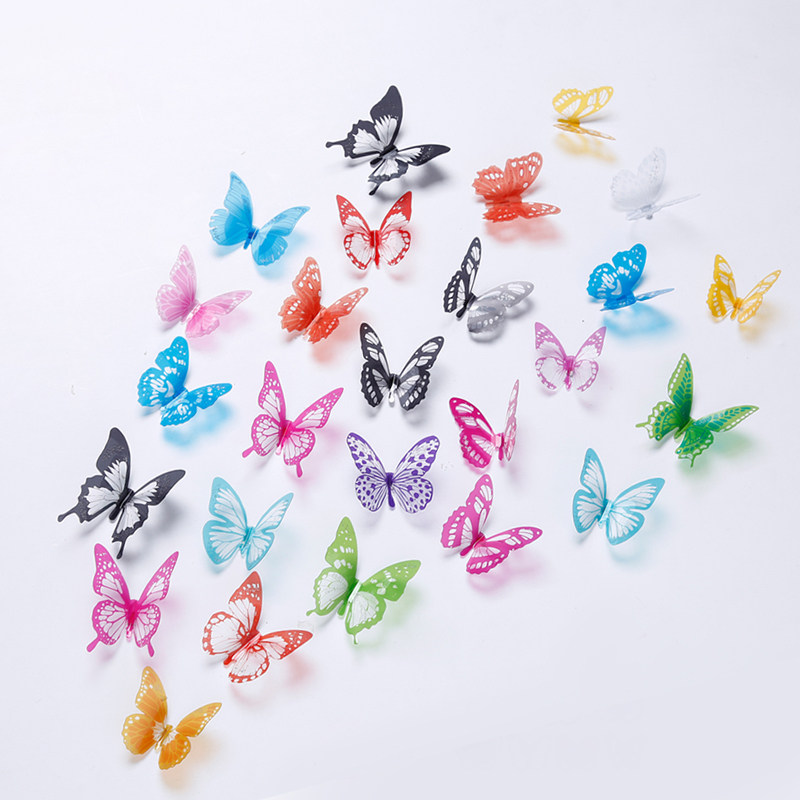 Simulation 3D stereo butterfly wall sticker bedroom bedside room adornment wall sticker wallpaper self-adhesive drawing fridge sticker
