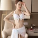 Bộ bikini tam giác nữ ngực lớn ba điểm trắng đen chia ba mảnh áo tắm gợi cảm siêu lộ ngực lớn suối nước nóng - Bikinis