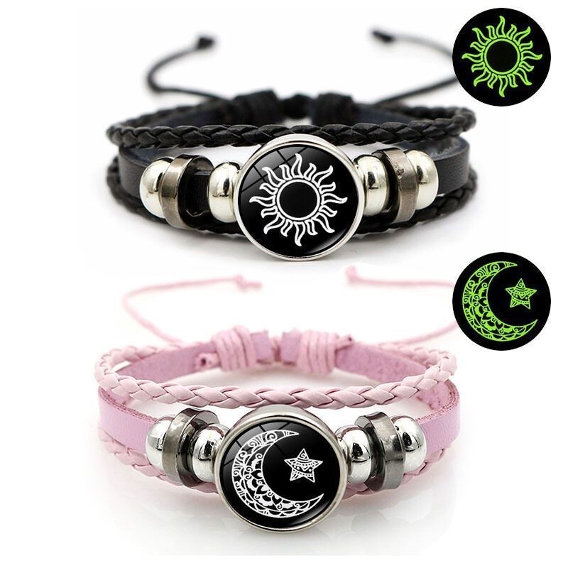 2024 Two-Person Friendship Bracelets That Glow in the Dark, Creative, Fashionable, Retro Bracelets, Gifts for Male and Female Couples
