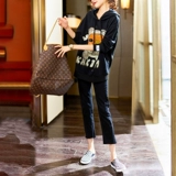 Черные прямые свободные джинсы, летние тонкие штаны, 2024 года, высокая талия