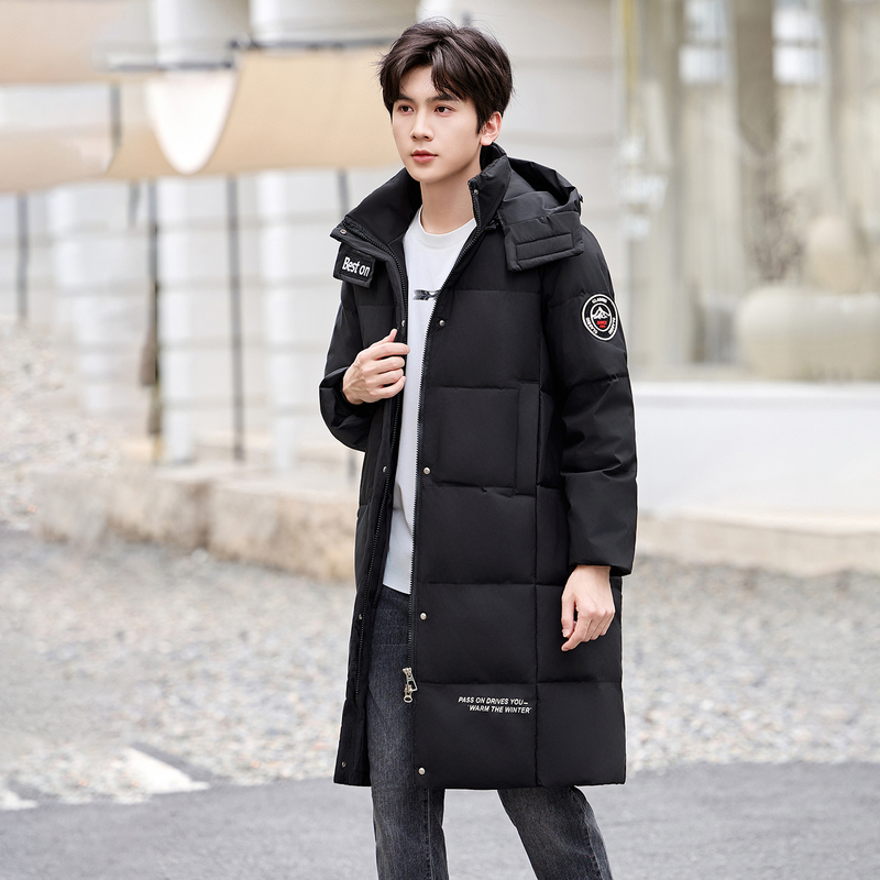 Duck down Jacket for Men and Women, Long Over-The-Knee Style, 2026 Winter New Casual Thickened Large Size White Duck down Workwear Coat