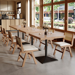 Solid Wood Dining Table Square Table Catering Commercial Ash Wood Log Style Restaurant Coffee Table Bar Clear Bar