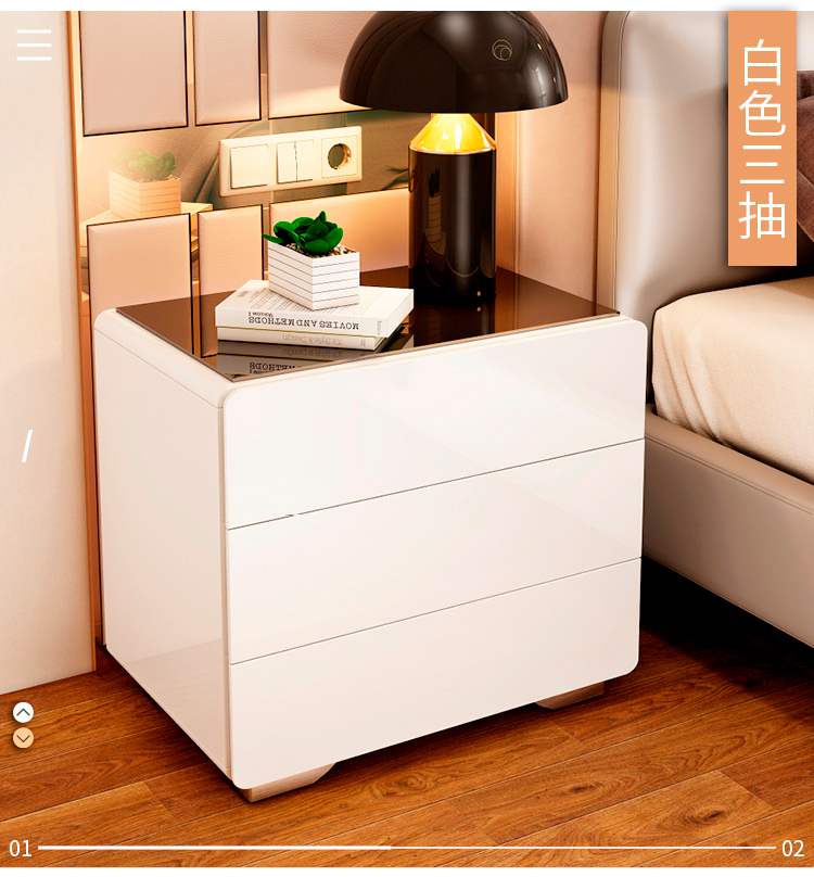 Sơn tủ đầu giường nhỏ nhỏ gọn tủ lưu trữ tủ đầu giường hiện đại tủ khóa đơn giản đầu giường phòng ngủ phong cách châu Âu - Buồng tủ nhựa giá rẻ