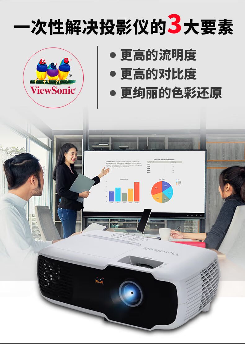 Máy chiếu ViewSonic PA502S 1080P ban ngày HD trực tiếp đầu tư văn phòng phòng hội nghị wifi không dây với màn hình gia đình và đào tạo thương mại giảng dạy máy chiếu điện thoại di động ngoài trời tập trung ngắn - Máy chiếu