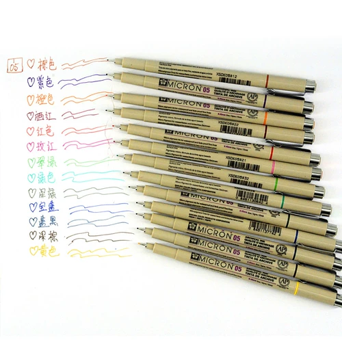 Японский водонепроницаемый лайнер, кисть, коричневый художественный комплект, дизайнерская акварель для рисования, ручка, ручная роспись