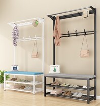 Shoe cabinet stool integrated clothes hanger combined in door changing shoes stool clothes hat rack with hook Home Multi-functional internet Red creativity