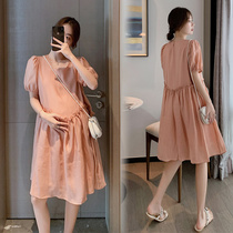 Pregnant womens summer dresses Net red pregnant womens summer skirts tide 2021 summer pregnant womens skirts out trend skirts