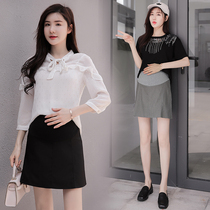 Pregnant womens new pregnant womens short skirt New spring and summer A-line bag hips are thin trendy mothers spring and summer belly is thin skirt