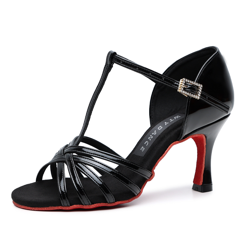 Wutianya New Adult Latin Dance Shoes for Girls, Soft-Soled Cha-Cha Performance Practice High-Heeled Leather Professional Dance Shoes