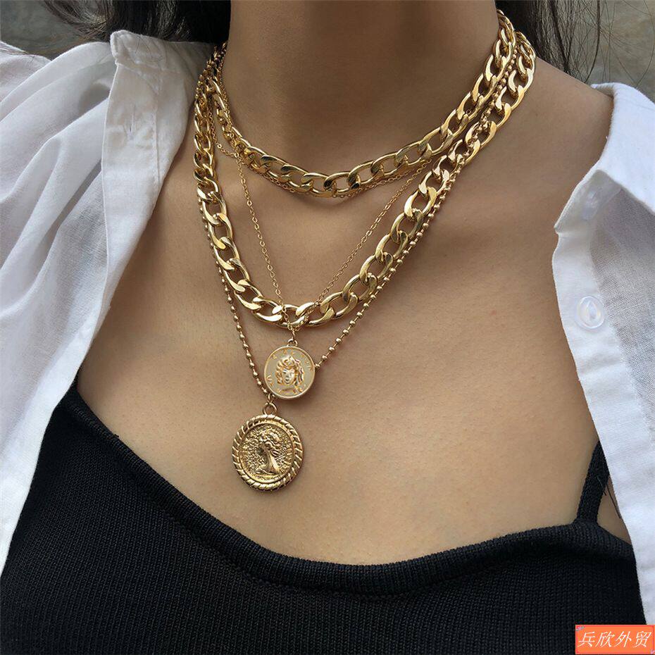 multilayer round pendant necklace – elegant layered fashion jewelry for women