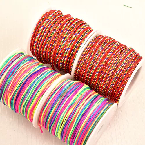 Пятицветная нить своими руками пятицветная красная веревка плетеная пятицветная красная веревка Фестиваль лодок-драконов пятицветная нить плетеное ручное ожерелье нить с ромбовидным бисером пятицветная веревка