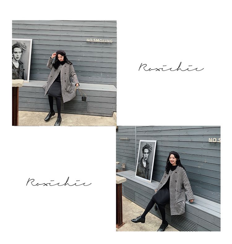 Áo khoác len lông cừu nhỏ Houndstooth dành cho nữ 2019 thu đông mới xu hướng áo len dày kẻ sọc phổ biến - Áo len lót đôi