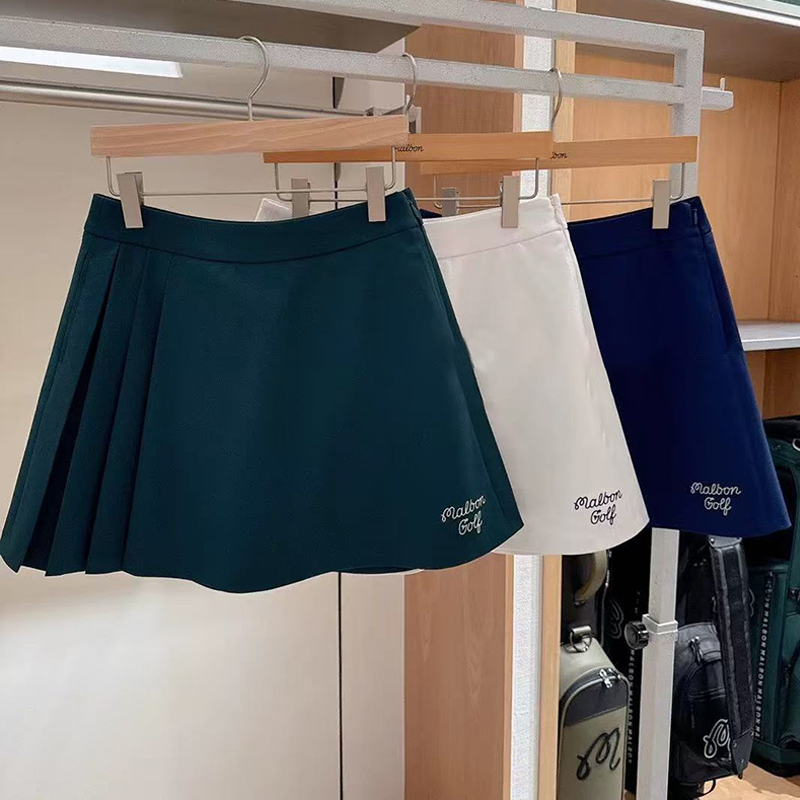 Korean Golf Clothing for Women, 25 New Styles, Golf Large Logo Pleated Anti-Exposure Half Skirt, Versatile Sports Skirt