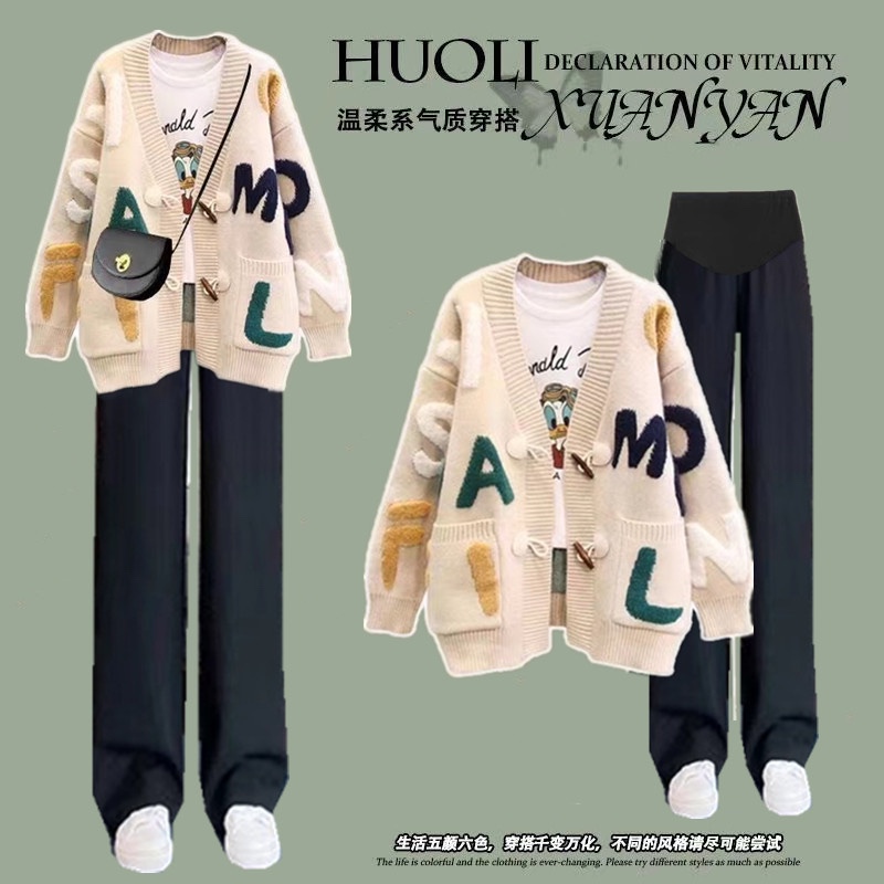 Maternity Autumn Clothing 2026 New Set Slimming and Age-Reducing Letter Sweater Belly Support Pants Two-Piece Set Maternity Wear Autumn and Winter Maternity Autumn Clothing 2026 New Set Slimming and Age-Reducing Letter Sweater Belly Support Pants Two-Piece Set Maternity Wear Autumn and Winter