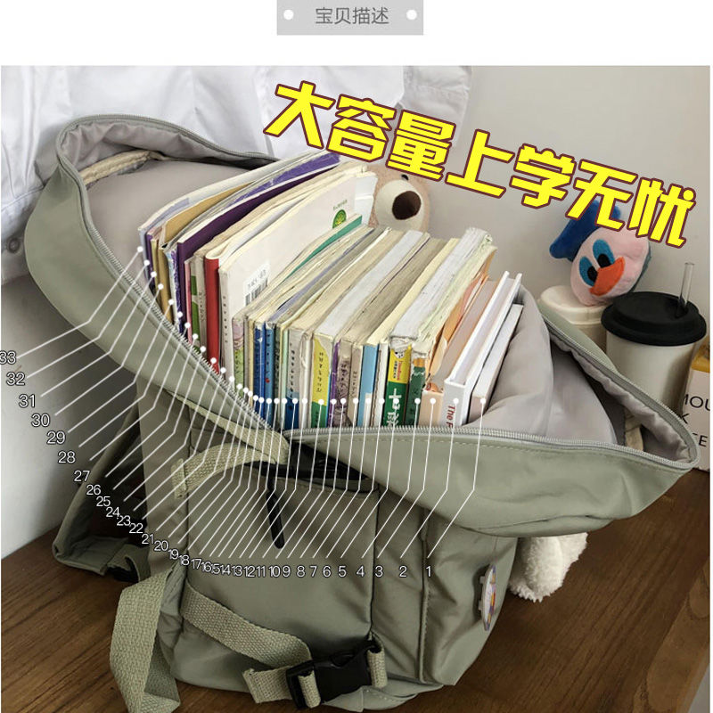 School Bag Girls Junior High School Large Capacity Sturdy High School Minus Negative Care Crest Junior High School Students Double Shoulder Bag Women Light Waterproof