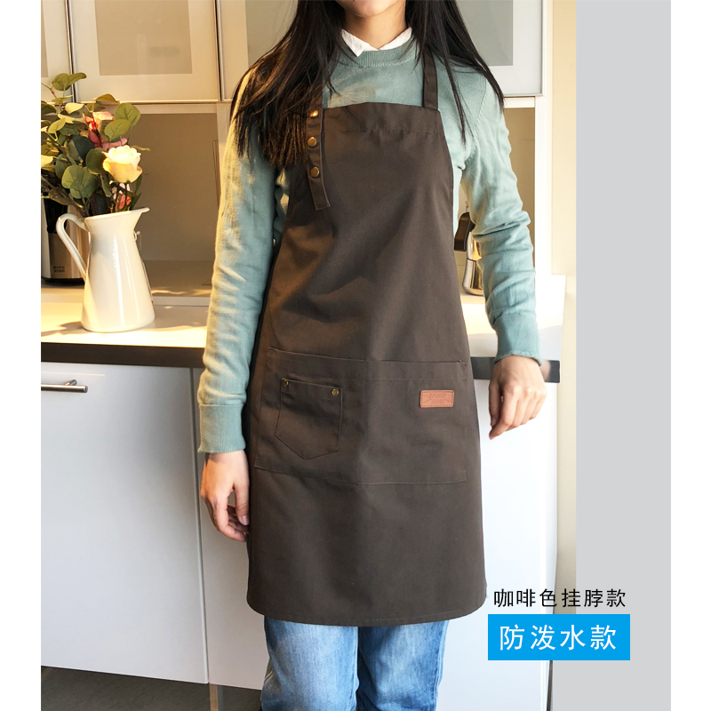 Work florist Kitchen Gardening Women West Restaurant Fashion style Twin Shoulders Canvas Apron Brown Hair Salon Coffee Division