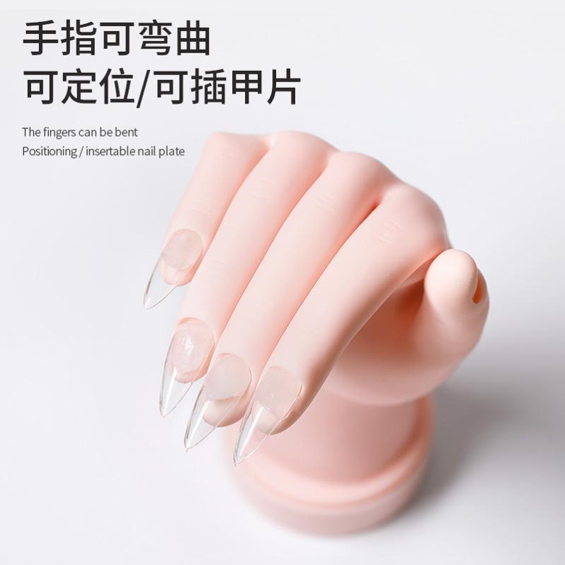 Nail Art Practice Artificial Hand Model for Beginners, Fake Fingers Can Be Inserted, Nail Display Stand, Left and Right Fake Hands, Rubber Bendable
