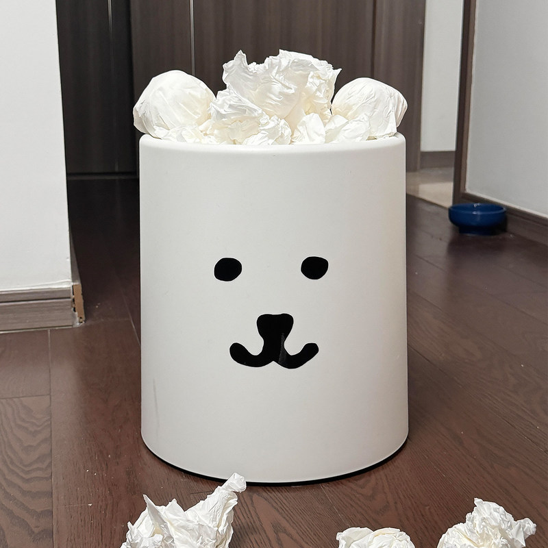 Self-Deprecating Bear Trash Can for Home Use 2025 New Model Cartoon Cute Home Bedroom Bathroom Large Capacity Waste Bin