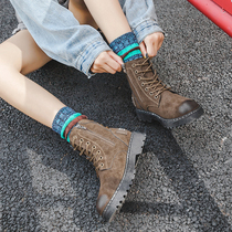 ins Martin boots female short tube 2018 new autumn English students Korean version of Joker boots women short boots flat bottom