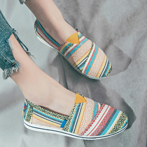 2019 spring new canvas shoes female Korean students Joker old Beijing cloth shoes female lazy people feet casual women shoes