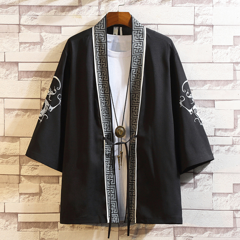 Trung Quốc Rồng Feng Cardigan Coat Summer Bảy Sleeves Robe kiểu Trung Quốc kiểu Trung Quốc kiểu Trung Quốc của nam giới và kimono thêu mỏng của phụ nữ