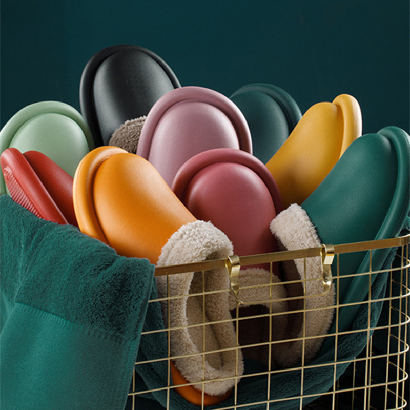 2021 new waterproof plush cotton slippers ladies home lovers indoor autumn and winter winter Japanese warm shoes men