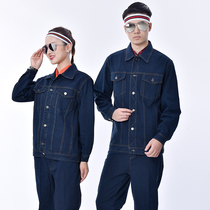 Spring and autumn cotton denim overalls set mens welders