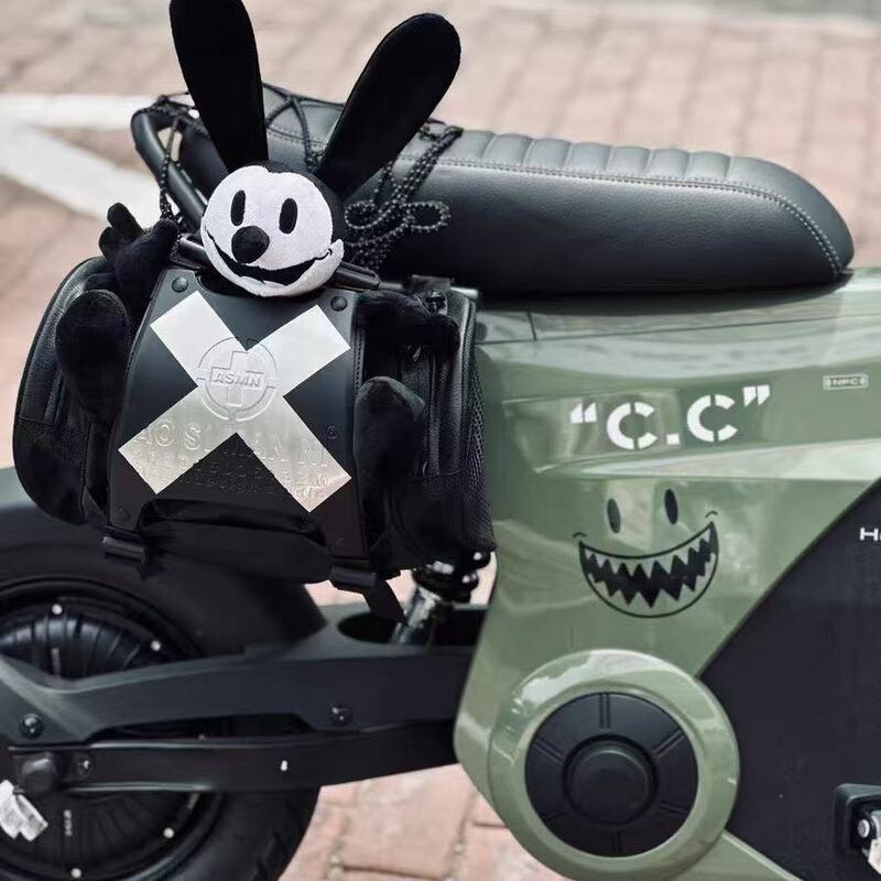 New Nylon Motorcycle Side Bag, Electric Vehicle Side Bag, Fashionable Mickey Riding Backpack, Riding Side Bag
