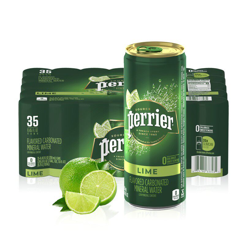 Perrier Paris water lime flavor 250ml*35 canned box Bubble mineral water French import multi-taste