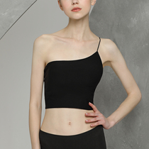 One shoulder camisole women with chest pad All-in-one bra Sexy chest oblique shoulder bandeau take anti-light underwear