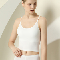 Camisole women with chest pad bra one-piece short incognito ice silk summer thin section inside and outside wear base underwear