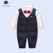 2020 Fall Boys Marchal dress baby hundred days full moon suit suit English gentleman pure cotton