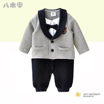 Boys old gentleman baby with cotton thickened autumn and winter long sleeve wear crawl clothes for a full moon 100 days 2 dress 1