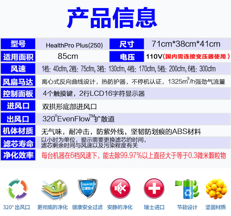 máy lọc không khí tạo ẩm Máy lọc không khí IQAir của Thụy Sĩ HelthPro250 cùng với PM2 smog formaldehyd máy lọc không khí gắn tường