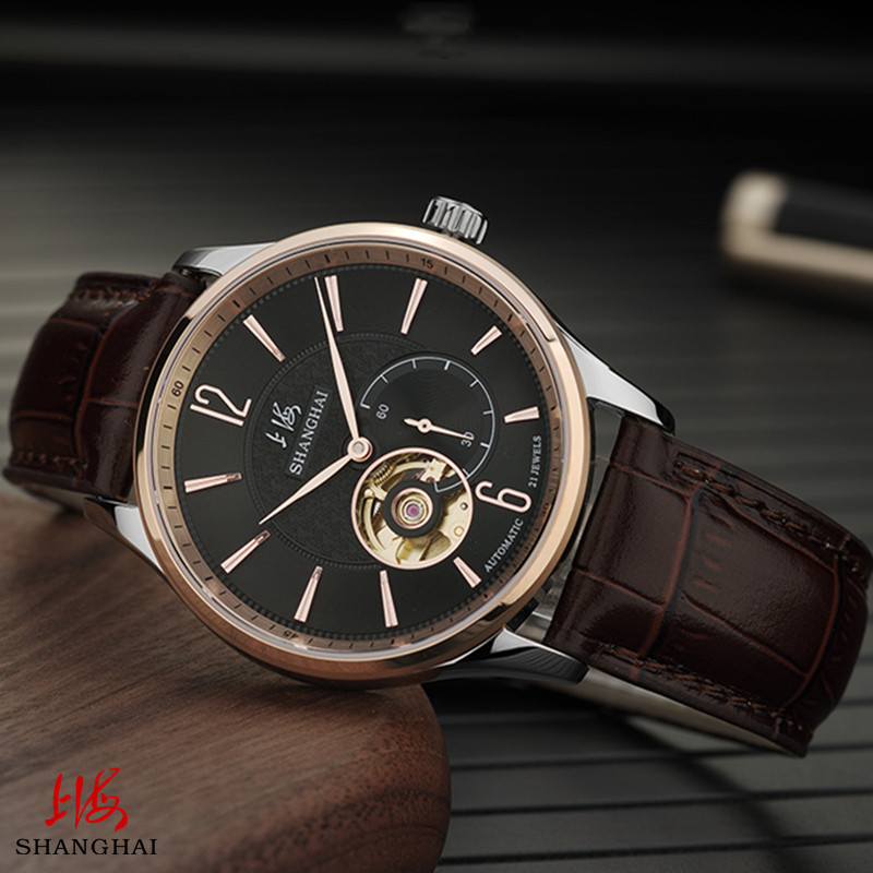 Shanghai Watch male automatic machinery watch 65th anniversary of the recreational business hollow sheet