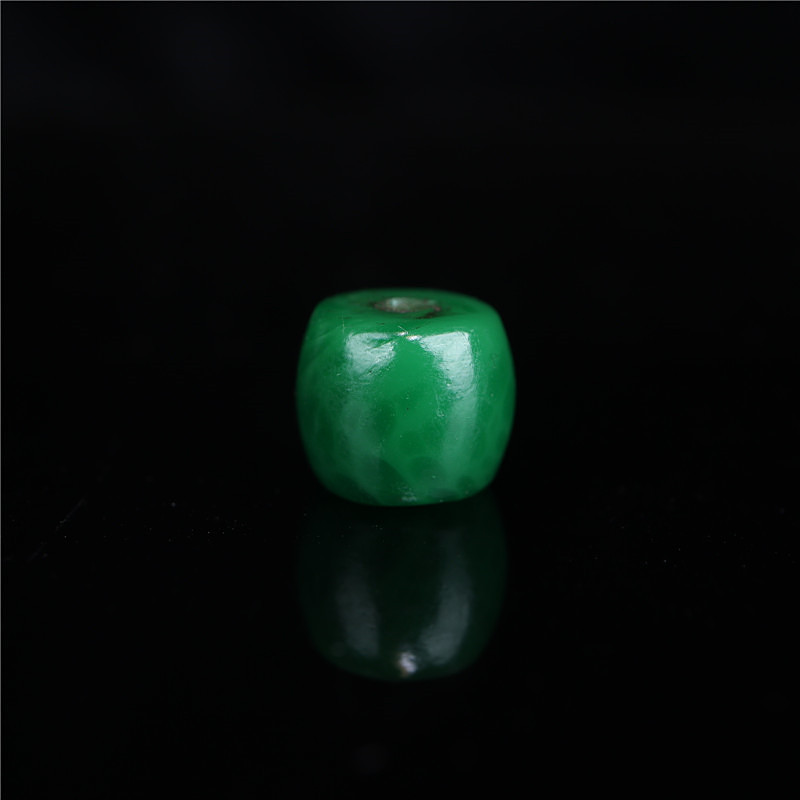 Tibetan handmade vintage imitation old frog skin glass barrel beads Buddha beads hand string DIY handmade emerald glass with beads