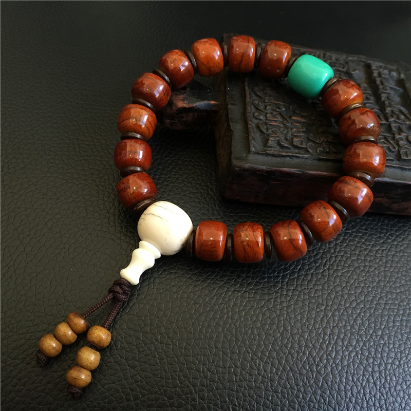 Tibetan natural yak bone Buddha bead hand string Tibetan craft roasted color yak bone single hoop bracelet bracelet