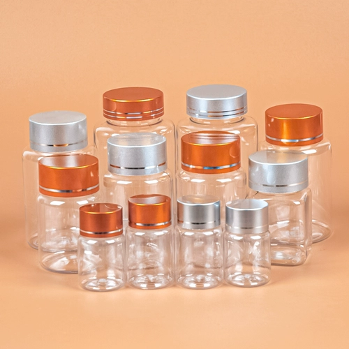 Прозрачная пластиковая лечебная бутылка, капсула, пудра