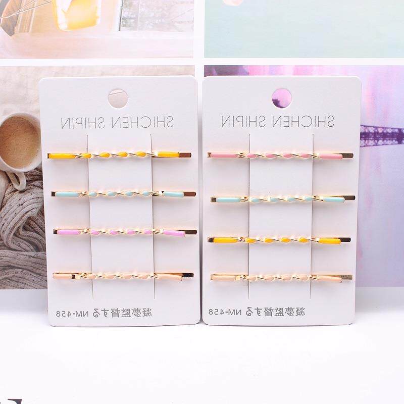 Teenage Girl Ensemble Edition Hair Accessories Fashion Colored Drip Oil Hair Clip Children 4 Suits LINED BOUTIQUE BOUTIQUE D111