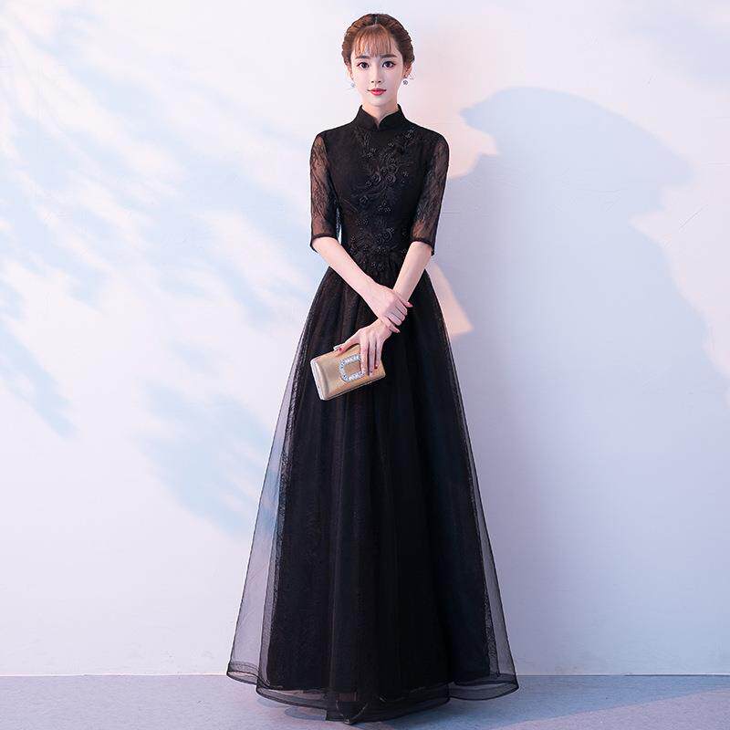 Dress dress female summer 2020 new banquet party elegant host long skinny tone dress