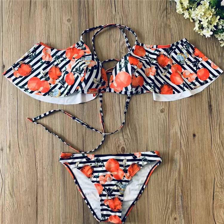 2019 Châu Âu và Hoa Kỳ mới mặc bikini gợi cảm chia áo tắm in hoa sen ngọt ngào hình chữ hoa thu thập vai - Bikinis áo tắm đẹp 2021