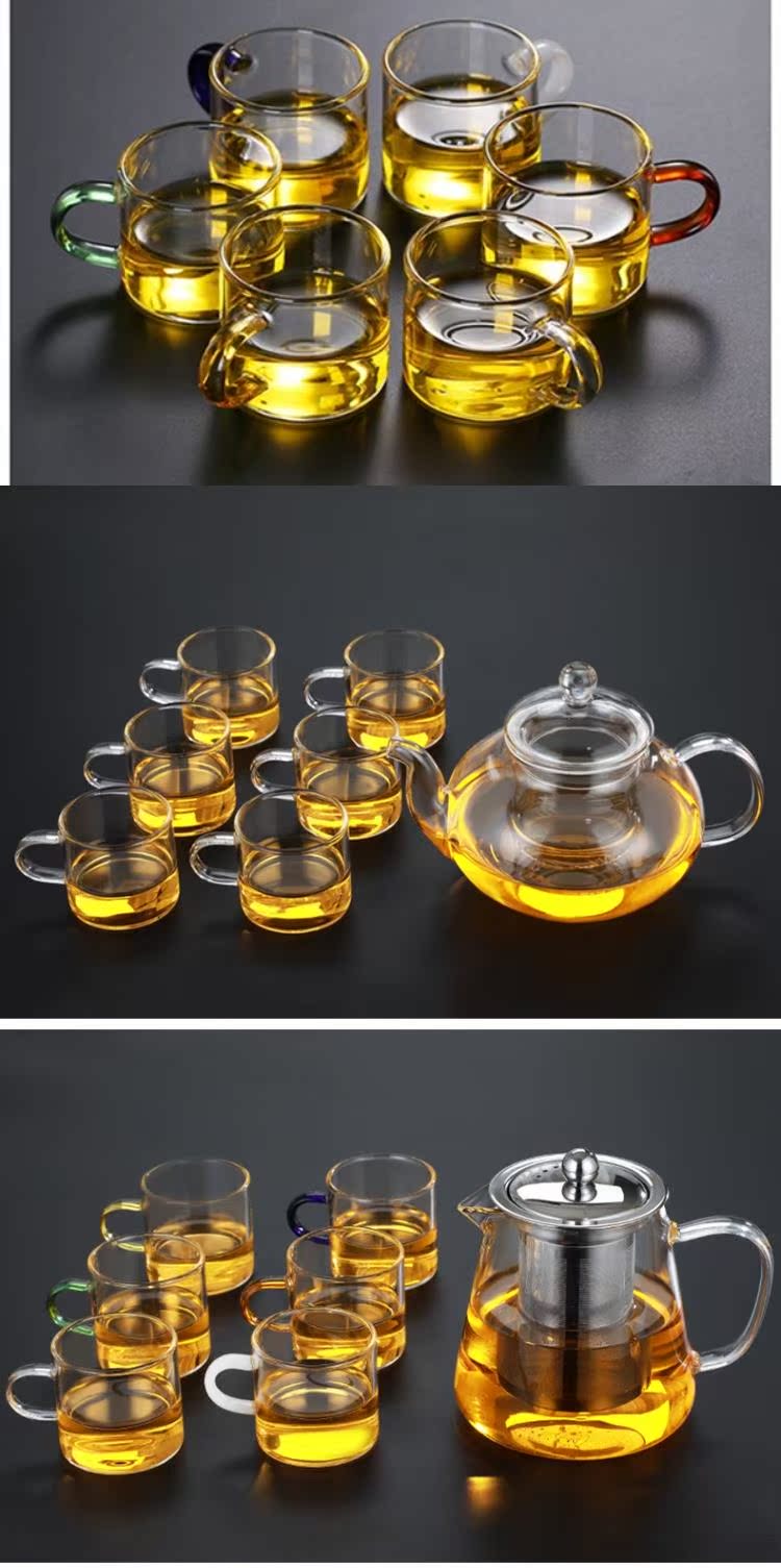 The Heat - resistant glass small cups to thicken the teapot teacup tea kungfu tea set with put six small home