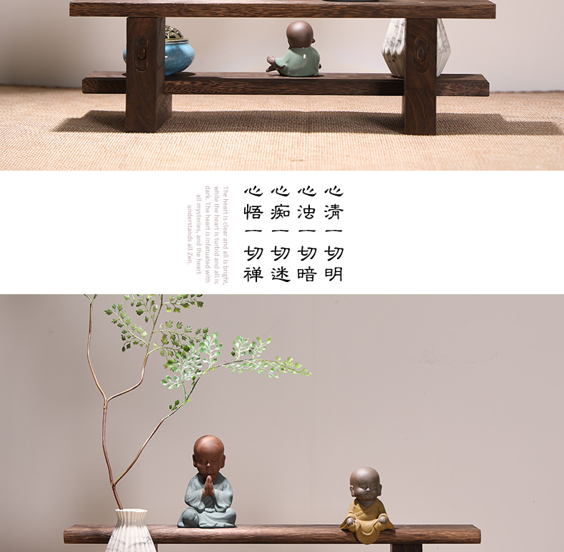 Burn paulownia it shelf rich ancient frame wood Chinese desktop receive small place tea cups shelf