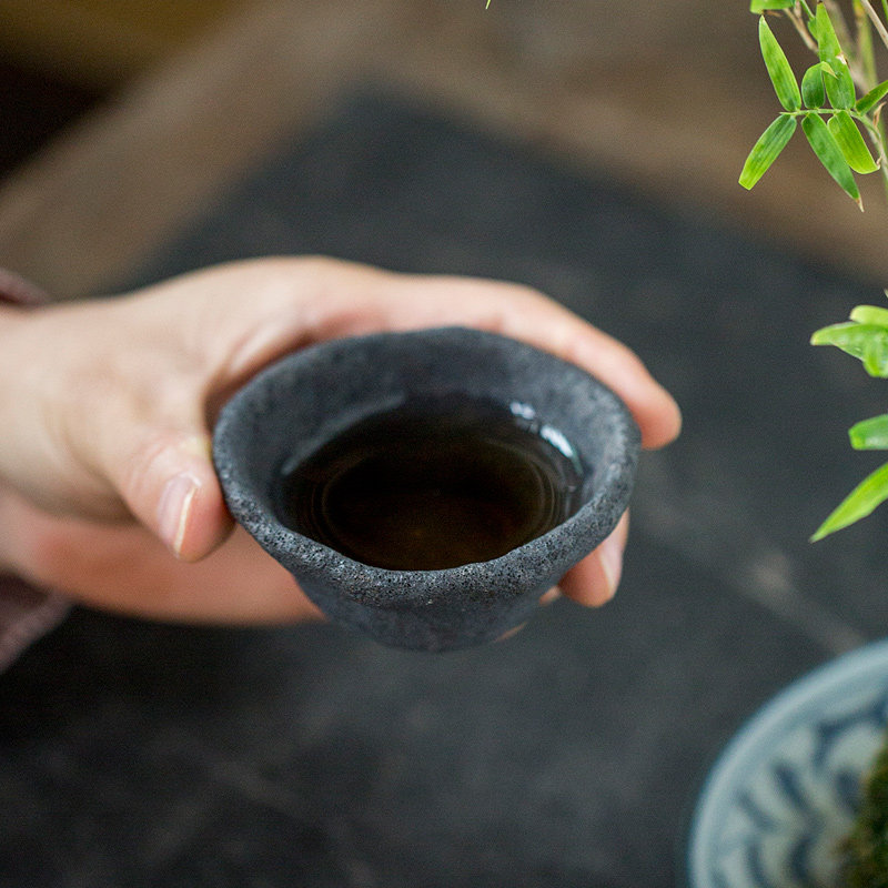 Day Style Zen hand knead with ancient coarse pottery tea cup Master's cup Tea Drinking Cup Personality Creative Kung Fu Tea Furniture