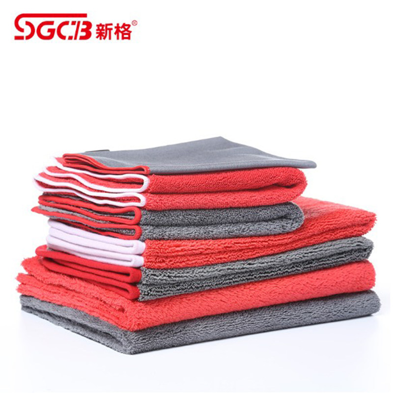 SGCB new microfiber coral velvet cut edge baked edge glass car wash absorbent thickened towel car towel