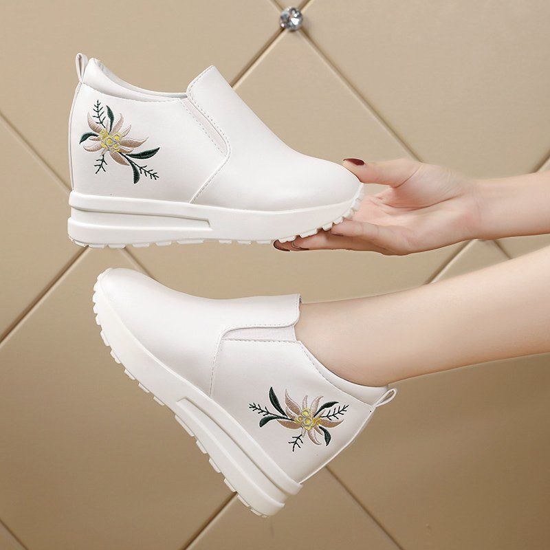 Inner Height-Increasing Korean Style Versatile Fashion Wedge Shoes for Women 2024 New Spring and Autumn Thick-Soled High-Heeled Slimming Casual Shoes for Women Inner Height-Increasing Korean Style Versatile Fashion Wedge Shoes for Women 2024 New Spring and Autumn Thick-Soled High-Heeled Slimming Casual Shoes for Women