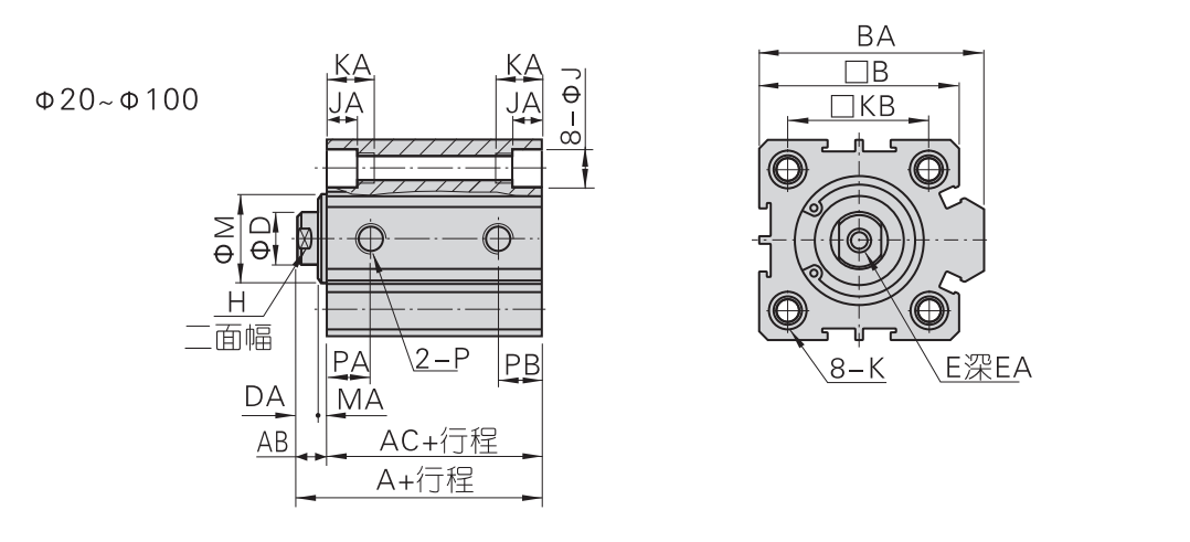 Цилиндр 薄型气缸sdas40*5*10x15x20x25x30x40x45x50x60x100-75b带磁外牙