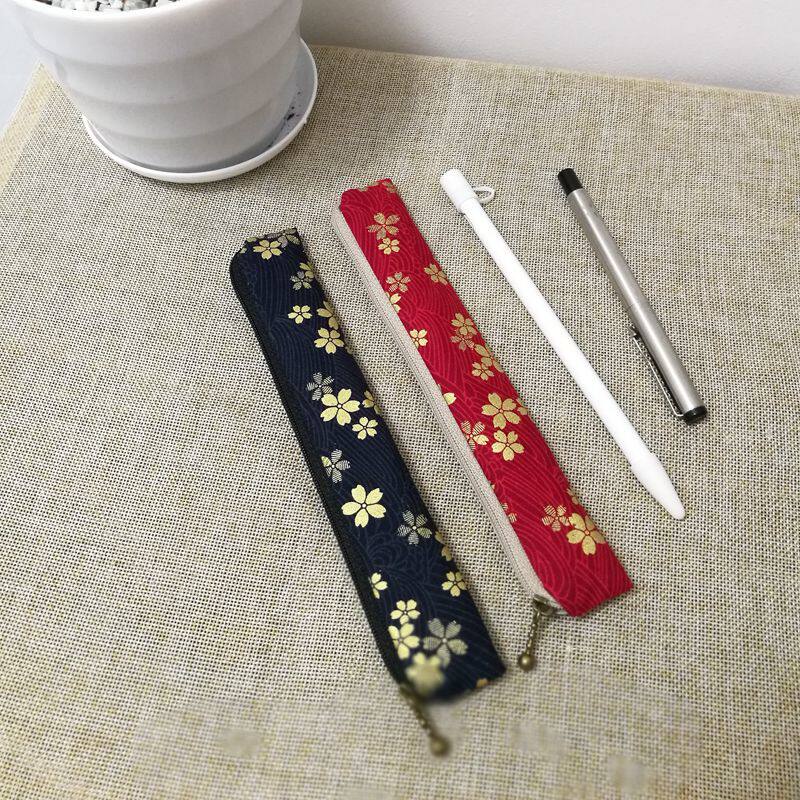 Japanese style pen case pen protective case pen case single apple pencil pen case fabric pen bag zipper