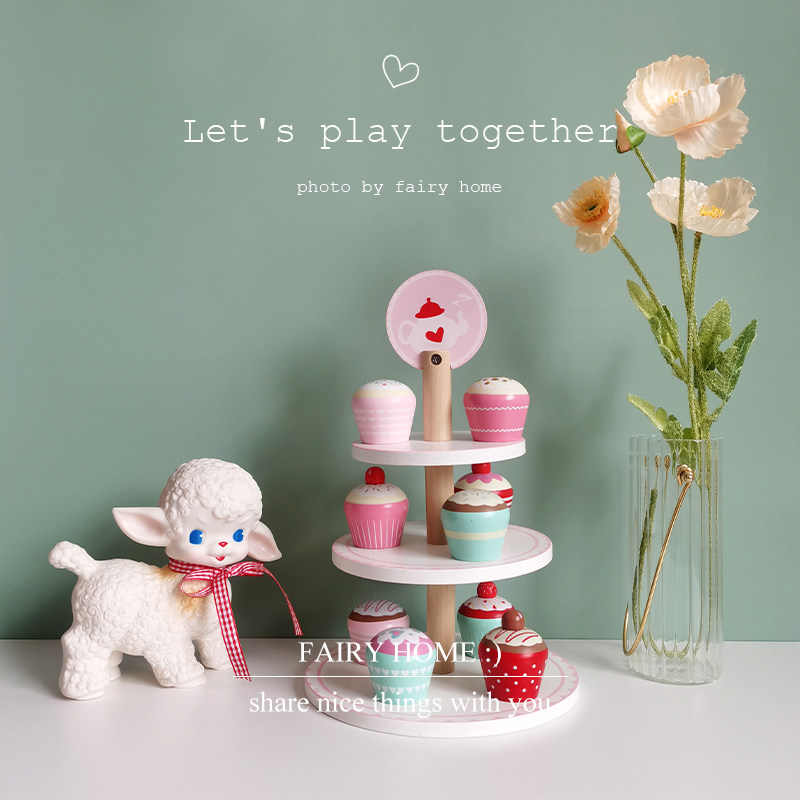 fairy children emulating the home wine wood kitchen toy girl cake dessert table children room decoration hem